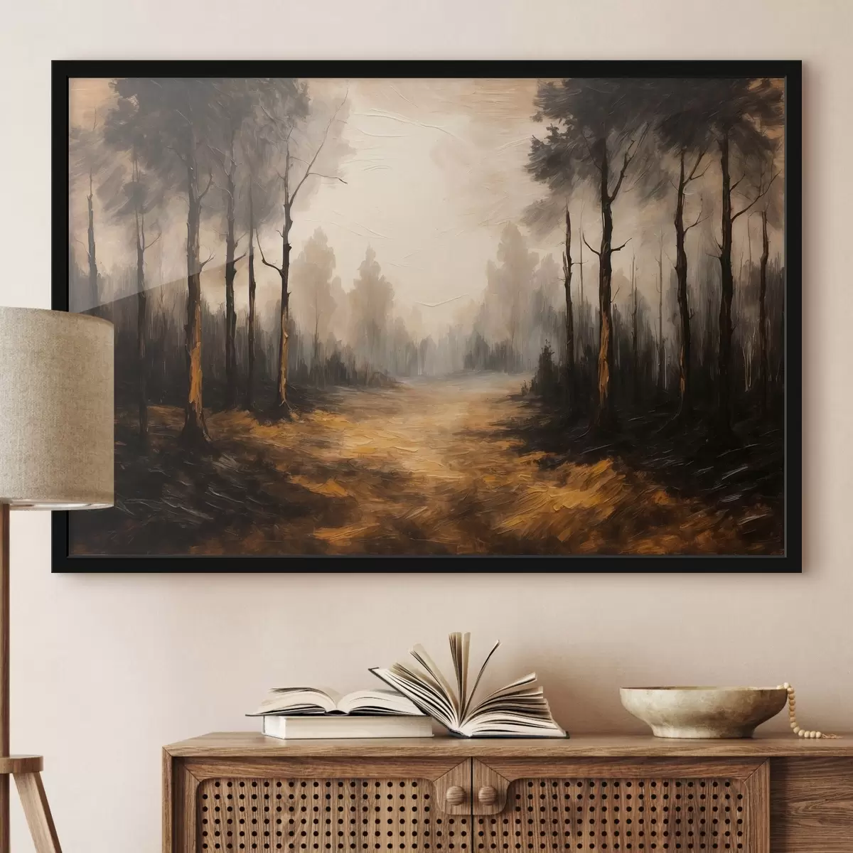 Plakāts Melnais mežs akrila glezniecības stilā f43448