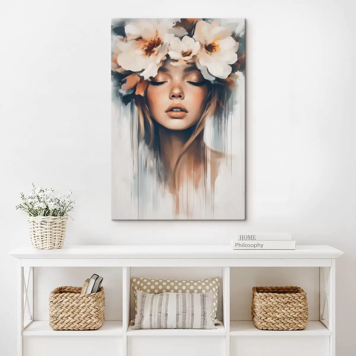 Glezna Sievietes portrets ar ziediem matos s43001