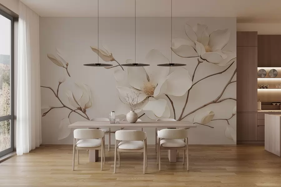 Fototapetes Magnolijas ziedi maigos pasteļtoņos w03645