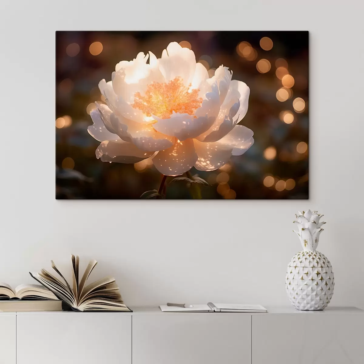 Glezna Balts zieds ar kvēlojošu vidu s43949