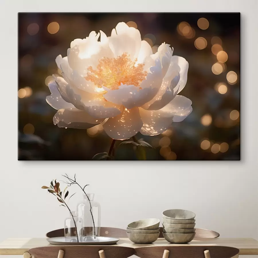 Glezna Balts zieds ar kvēlojošu vidu s43949