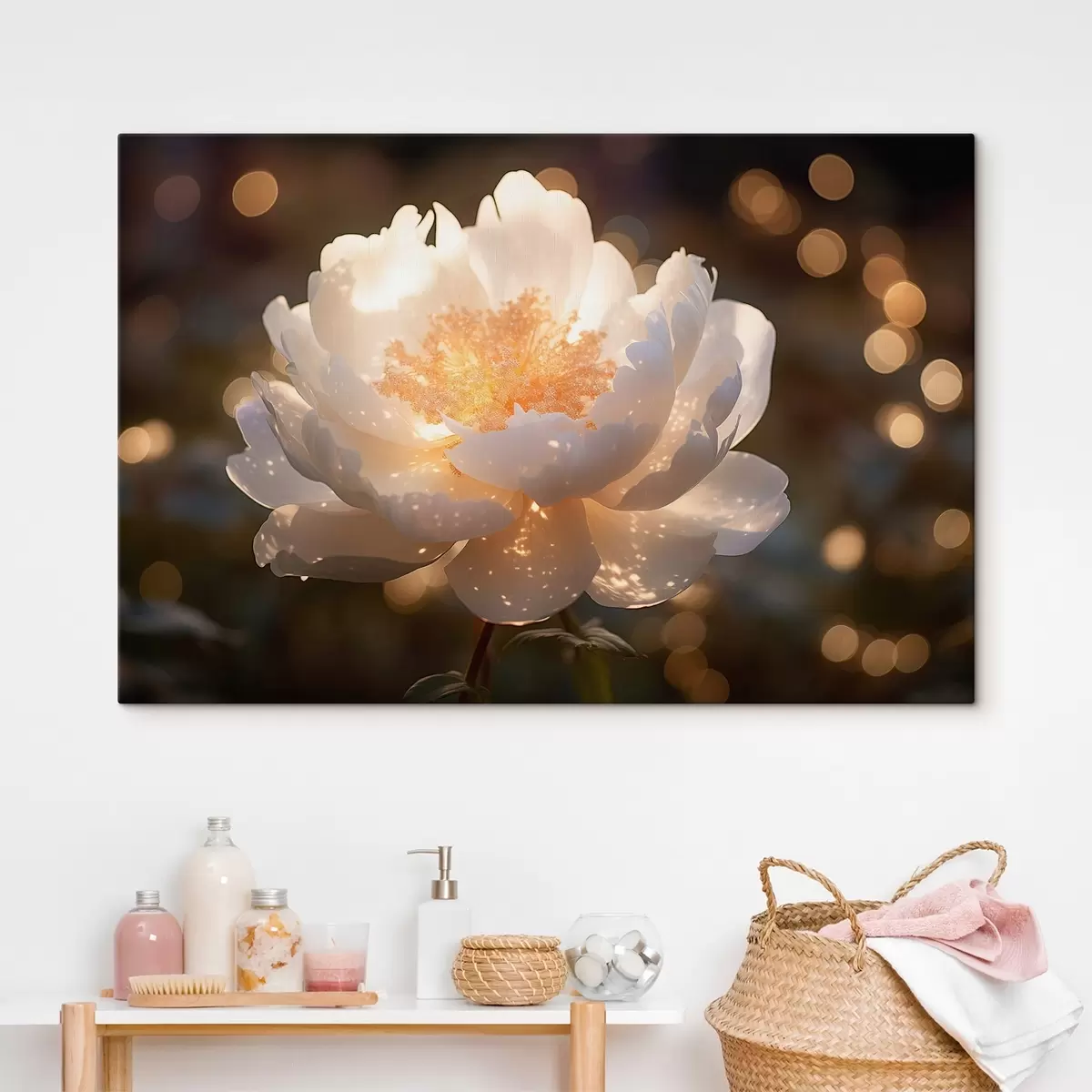 Glezna Balts zieds ar kvēlojošu vidu s43949