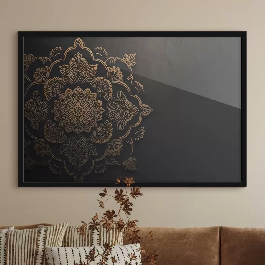 Fototapetes Dzelteni raksti uz melna fona f43943