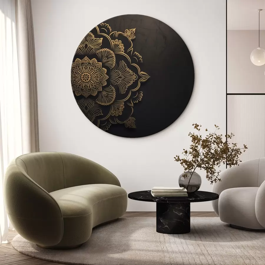 Glezna Dzelteni raksti uz melna fona r43943