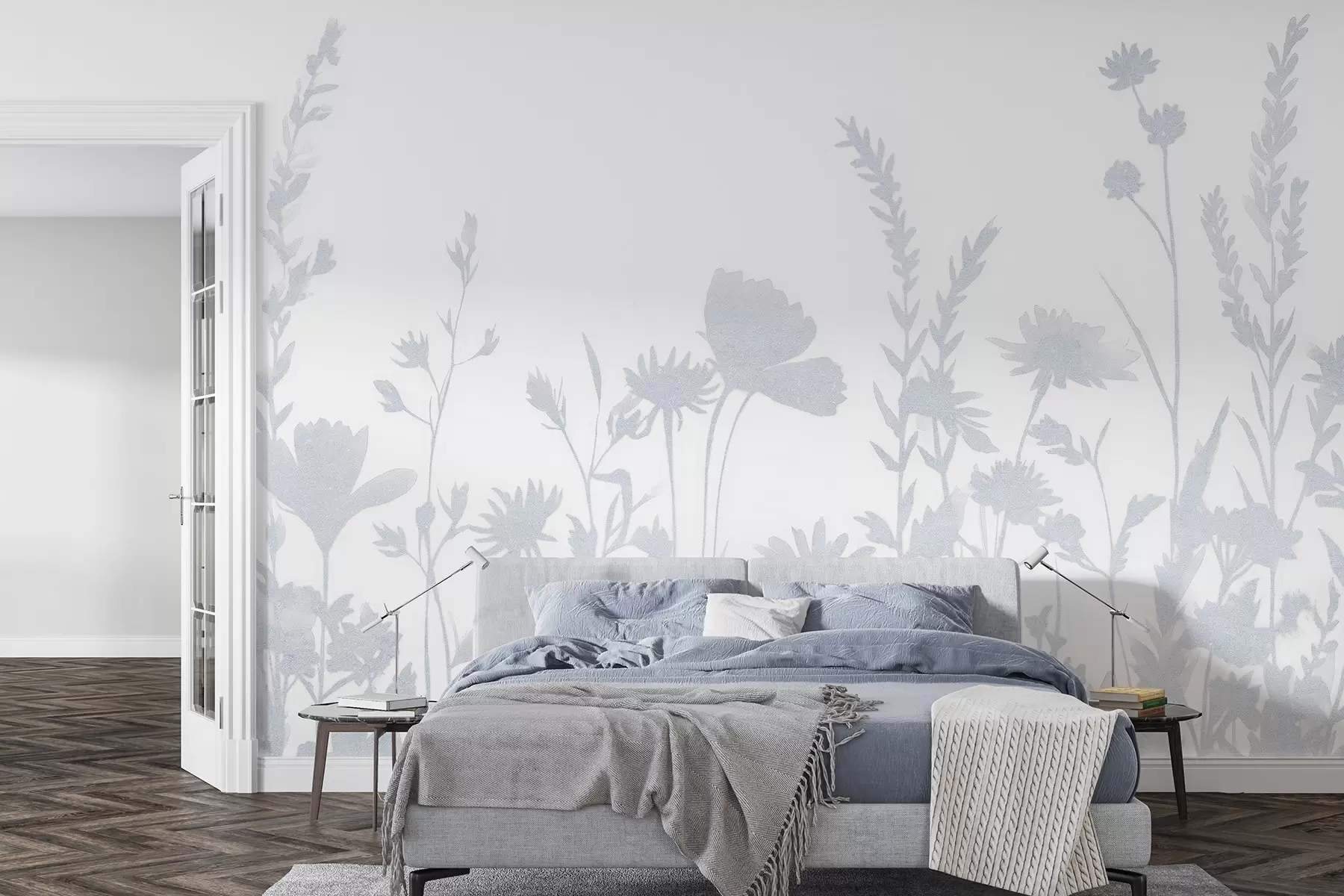 Fototapetes Vasaras pļava, lauku, ziedi, zila krāsu palete  w03670v1