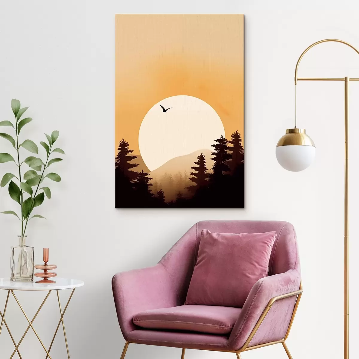 Glezna Priežu silueti s43980