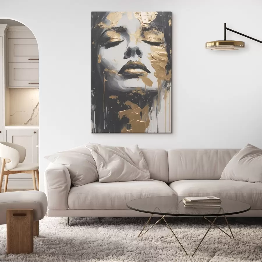 Glezna Sievietes portrets ar abstraktiem triepieniem s43988