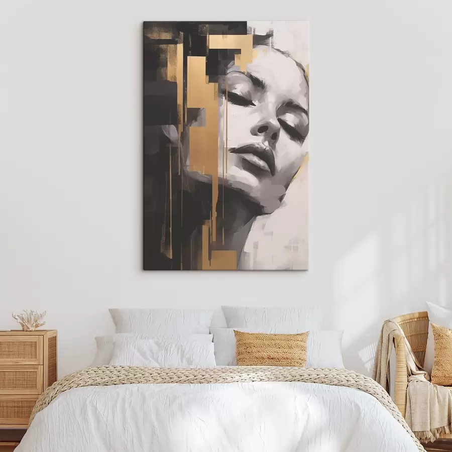 Glezna Sievietes portrets ar ģeometriskiem akcentiem s43989