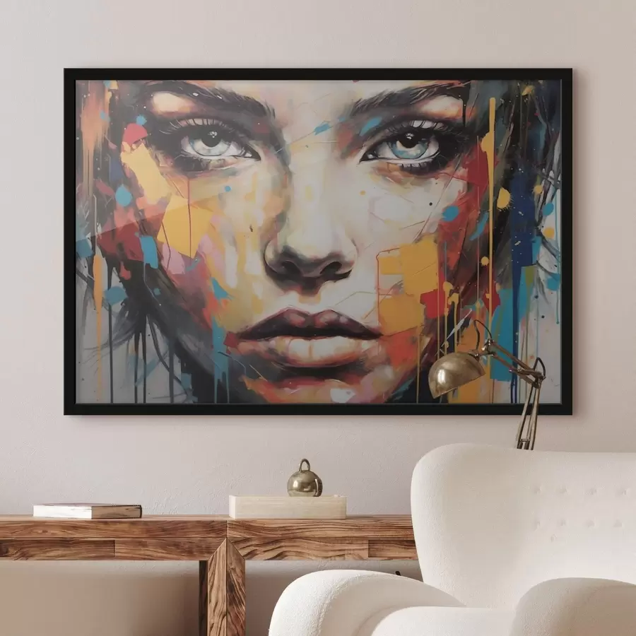 Fototapetes Portrets ar krāsainiem triepieniem f43982