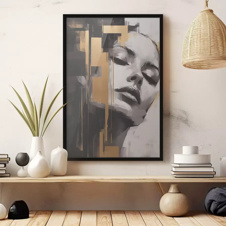 Fototapetes Sievietes portrets ar ģeometriskiem akcentiem f43989