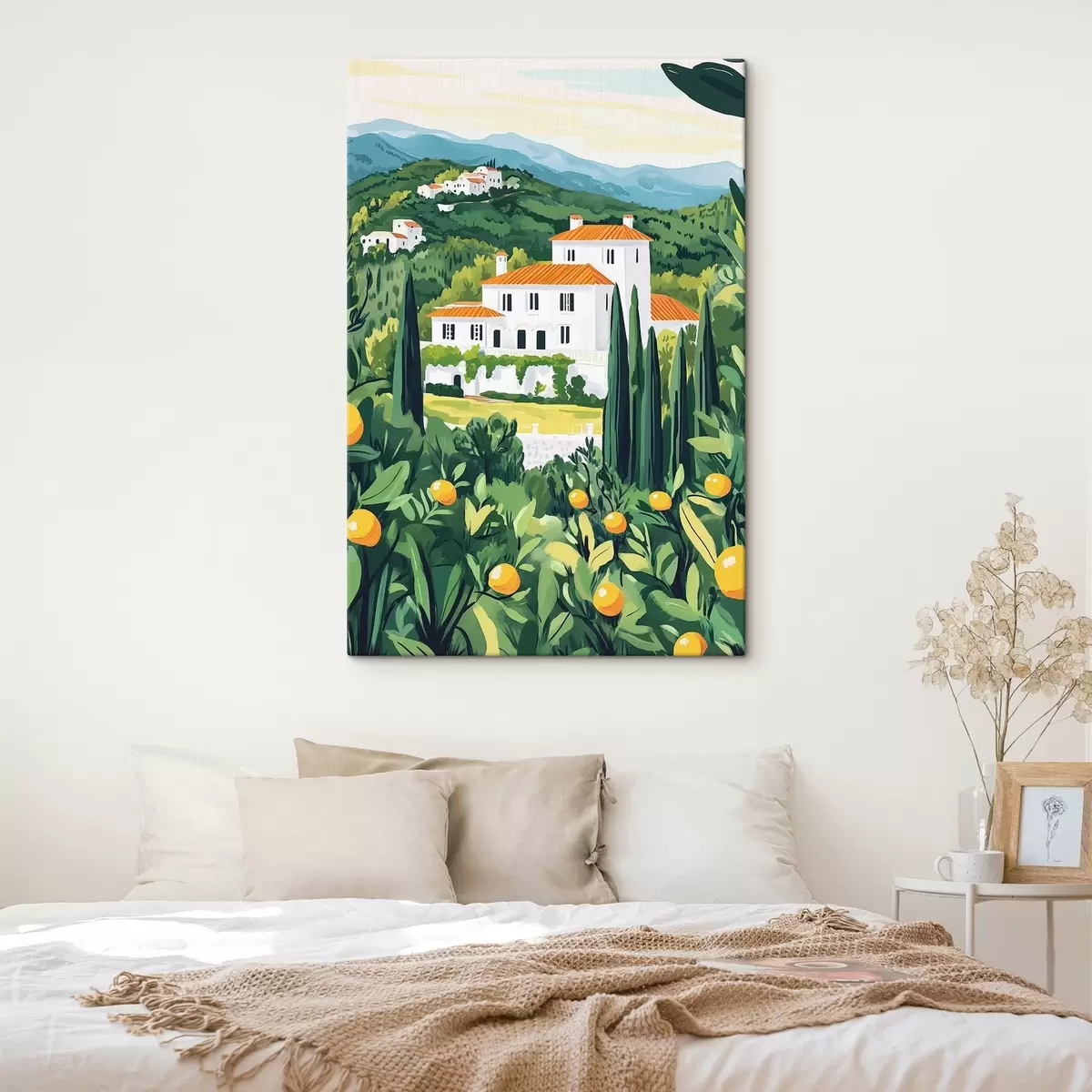 Glezna Vasaras daba, Vidusjūras, citronkoki, arhitektūra s44028