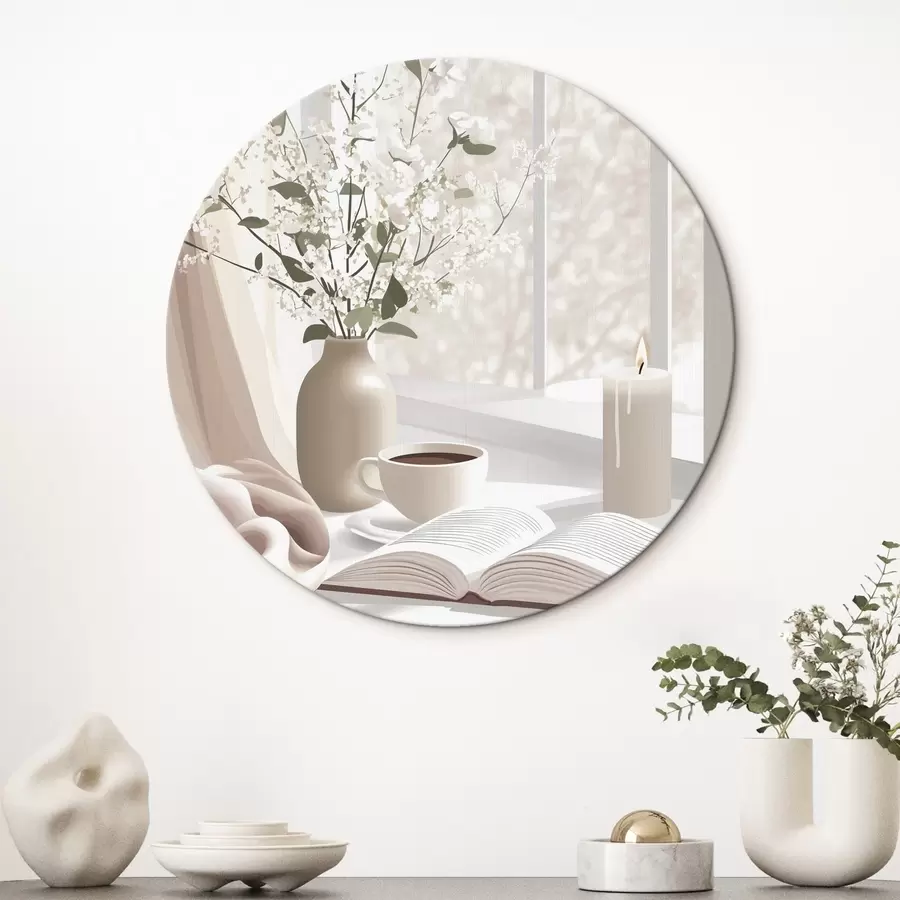 Glezna Pavasara rīts ar kafiju un ziediem, maigas pasteļkrāsas r44015