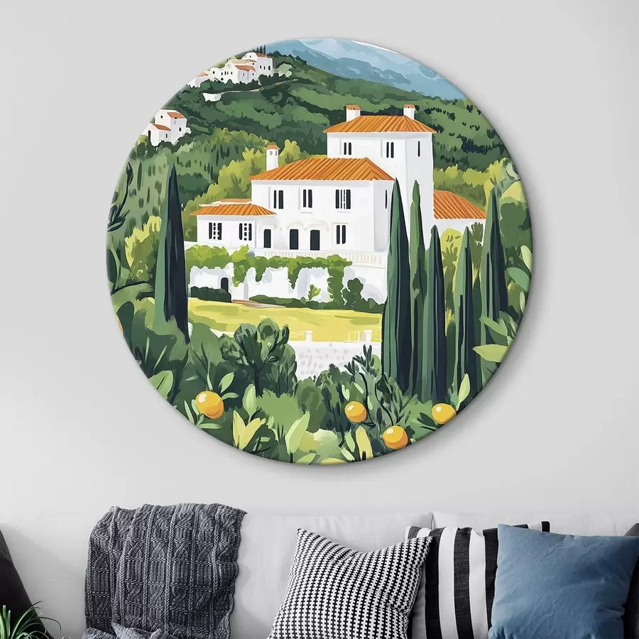 Glezna Vasaras daba, Vidusjūras, citronkoki, arhitektūra r44028