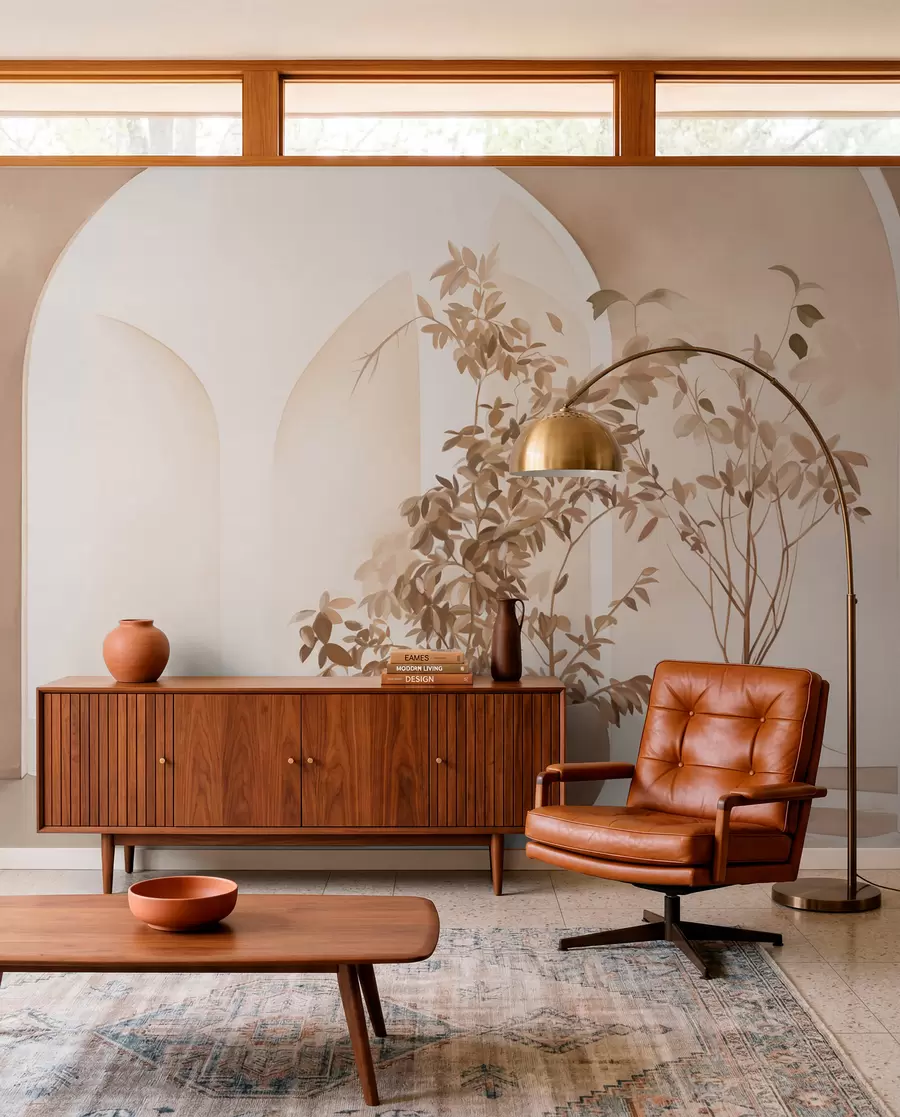 Fototapetes Botāniska arka smilšu tonī w09013