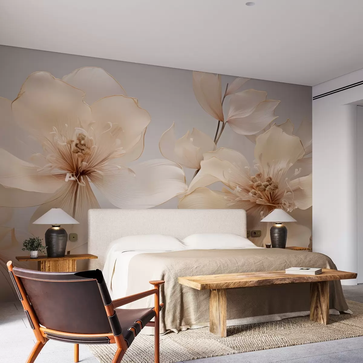 Fototapetes Smilškrāsas gaisa ziedi maigos toņos w09016