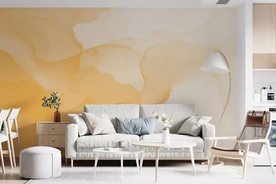 Fototapetes Dzelteni dūmi uz balta fona w09026v1