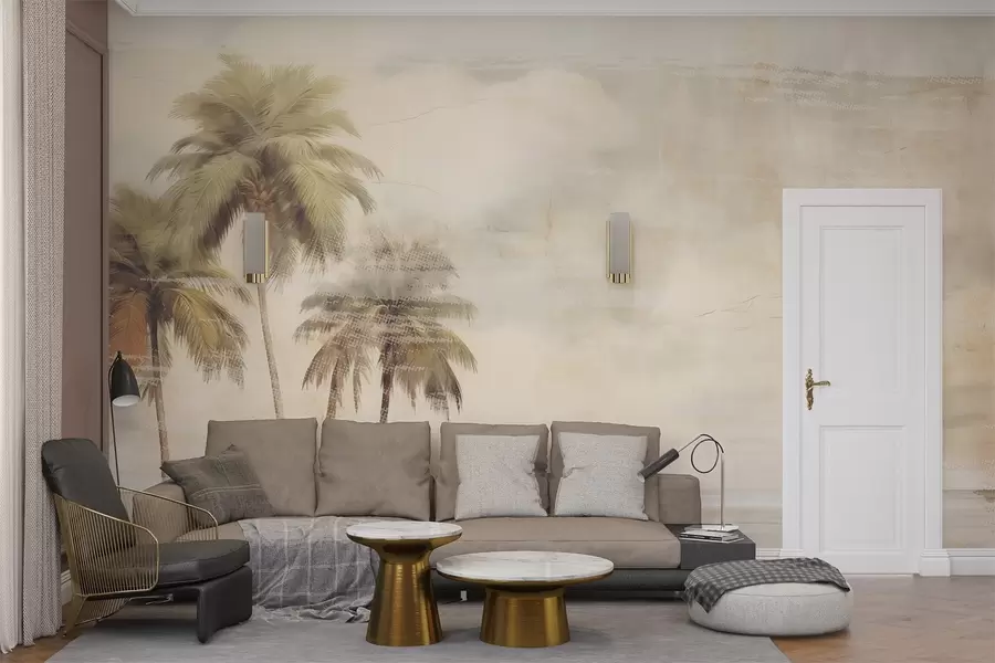 Fototapetes Tropu sapnis, palmas, mākoņi, debesis, jūra, tekstūra w03780