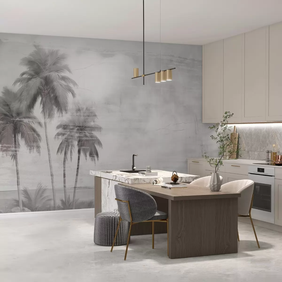 Fototapetes Tropu sapnis, palmas, mākoņi, debesis, jūra, tekstūra w03780v1