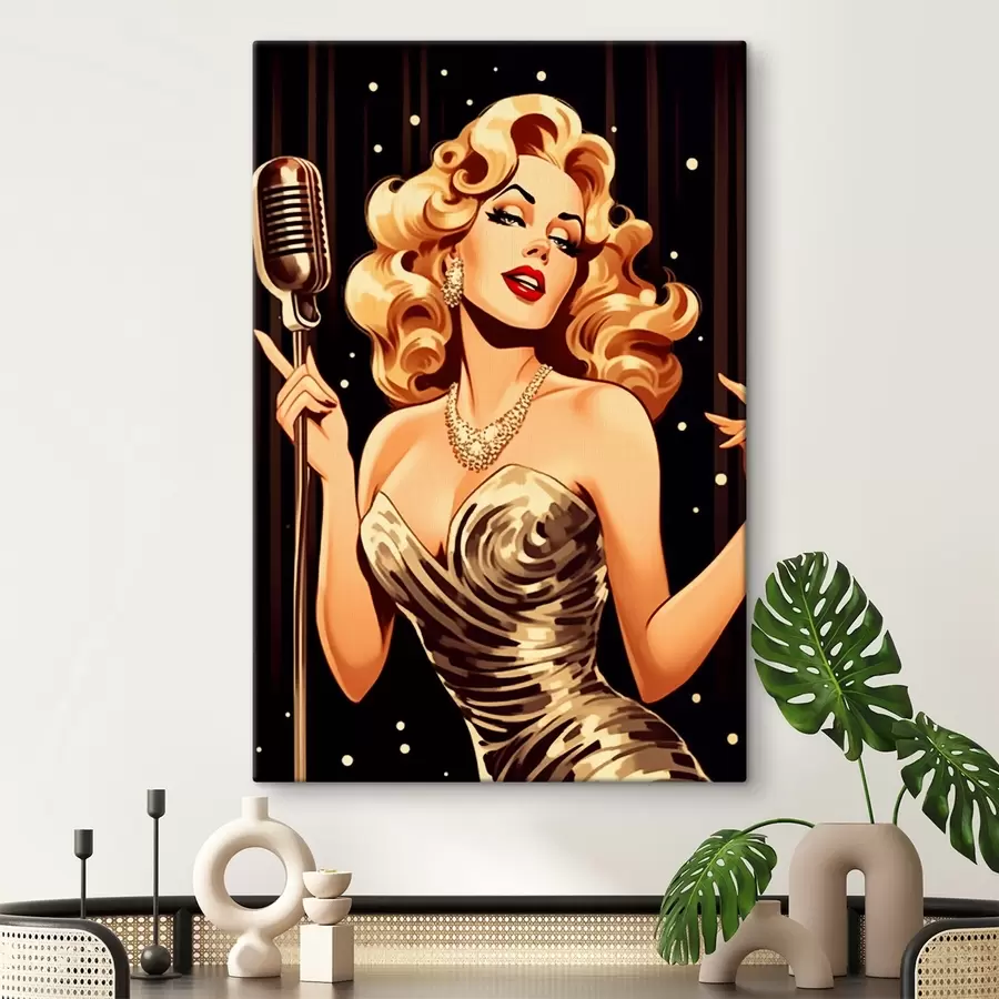 Glezna Meitene ar mikrofonu s44112