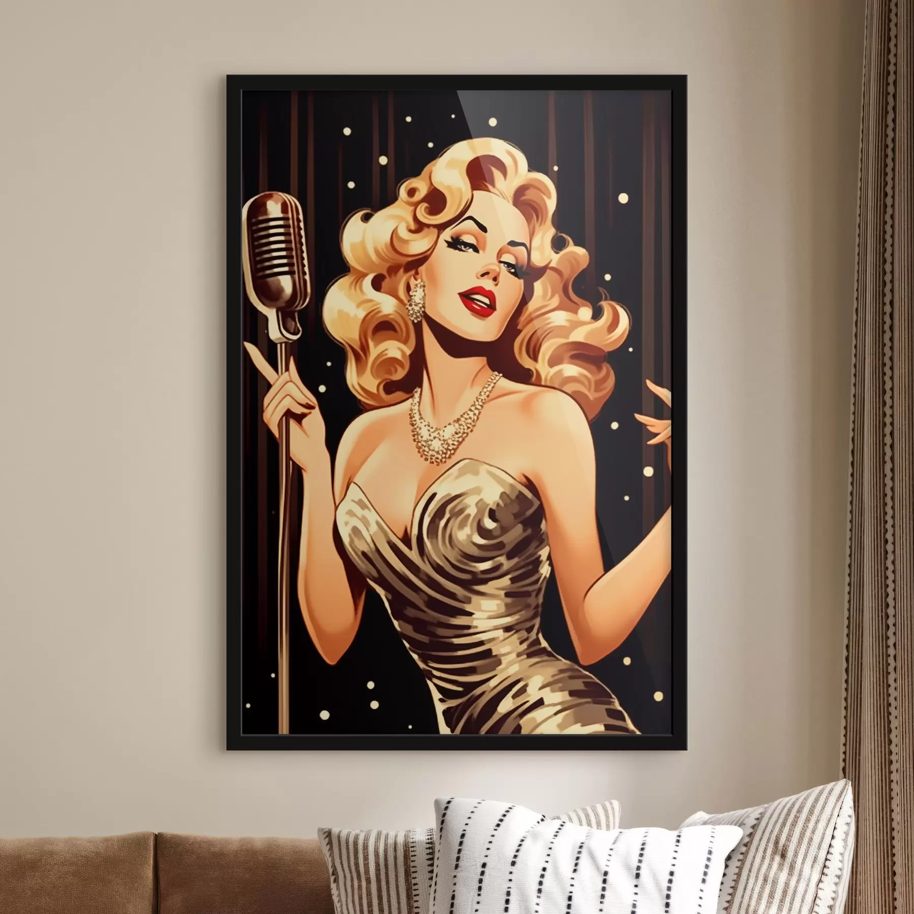 Fototapetes Meitene ar mikrofonu f44112