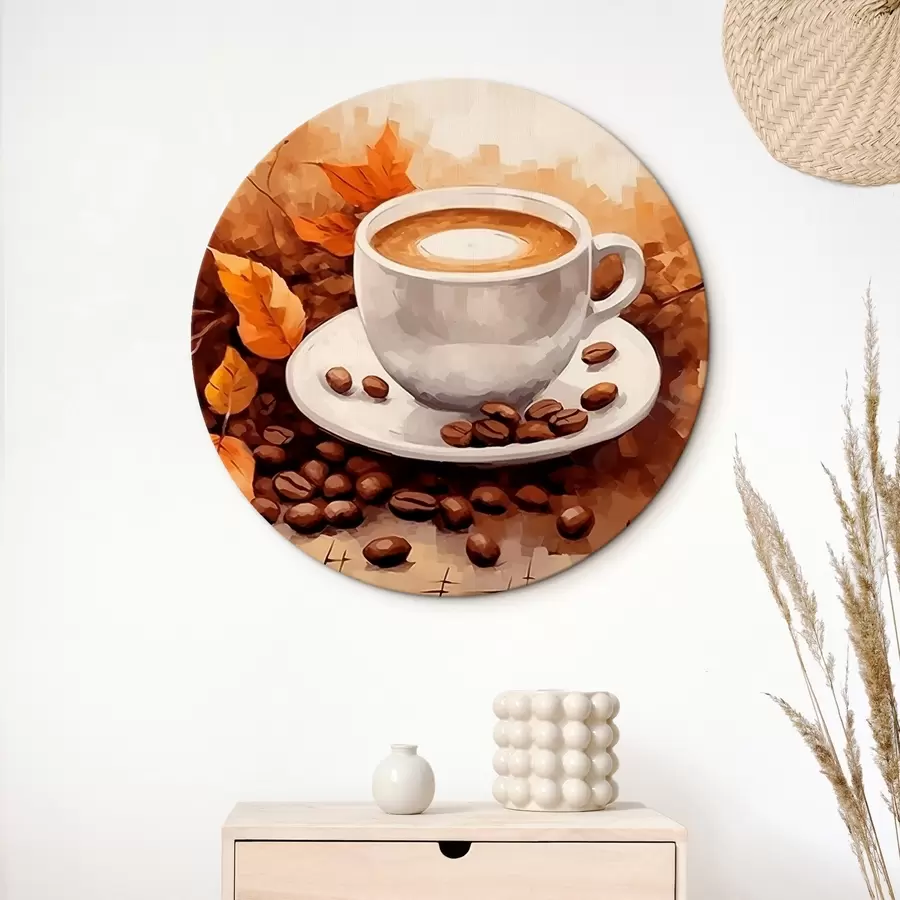 Glezna Kafijas tasīte un kafijas pupiņas r44116