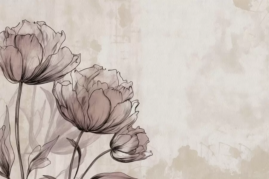 Fototapetes Pasteļveida tulpes ar vieglu vintage efektu w03796