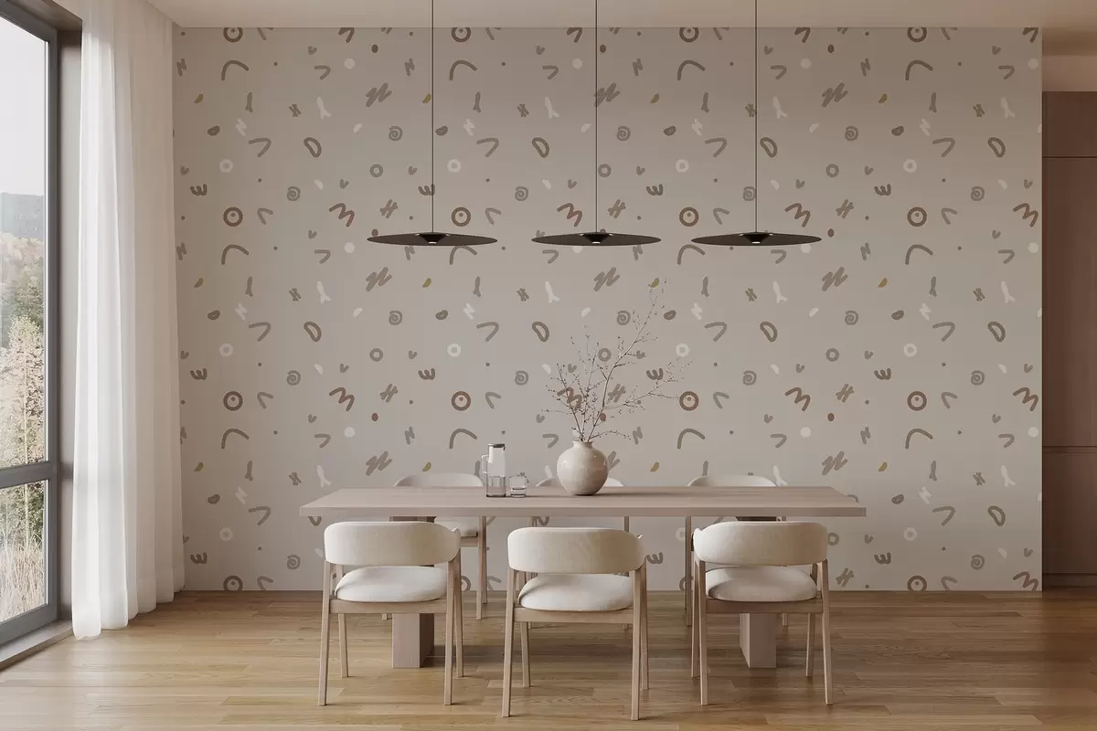 Fototapetes Abstraktie bērnu simboli smilškrāsas paletē w03813