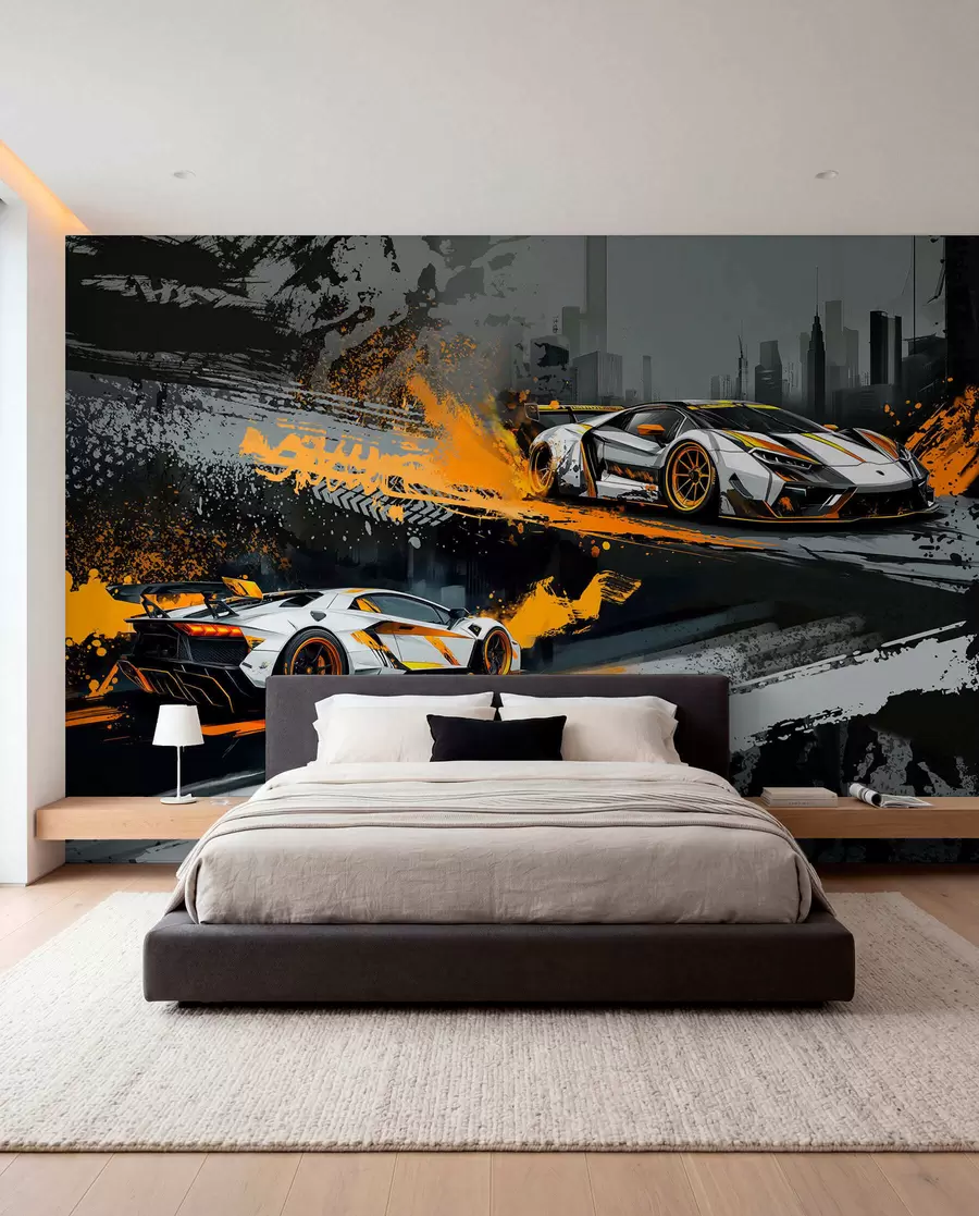 Fototapetes hard grange stila, izteiksmīgi, dinamiski sporta automobiļi w03721