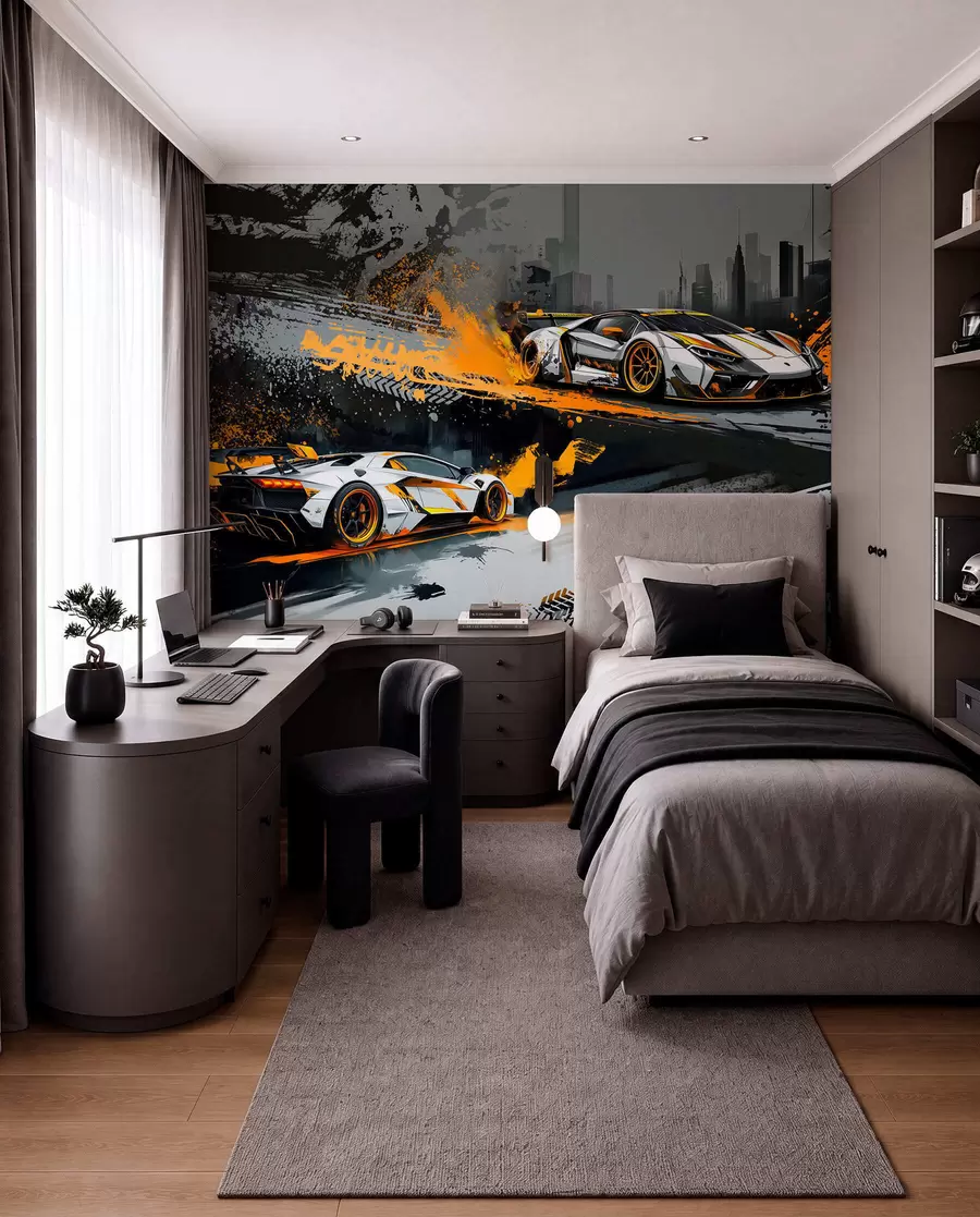 Fototapetes hard grange stila, izteiksmīgi, dinamiski sporta automobiļi w03721