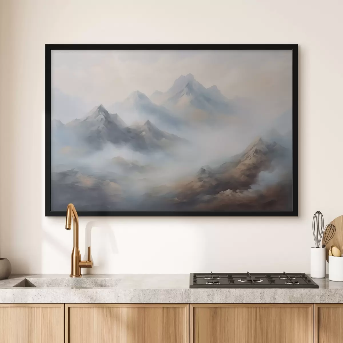 Plakāts Kalni miglā rītausmā f44121