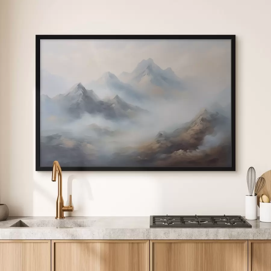 Glezna Kalni miglā rītausmā f44121