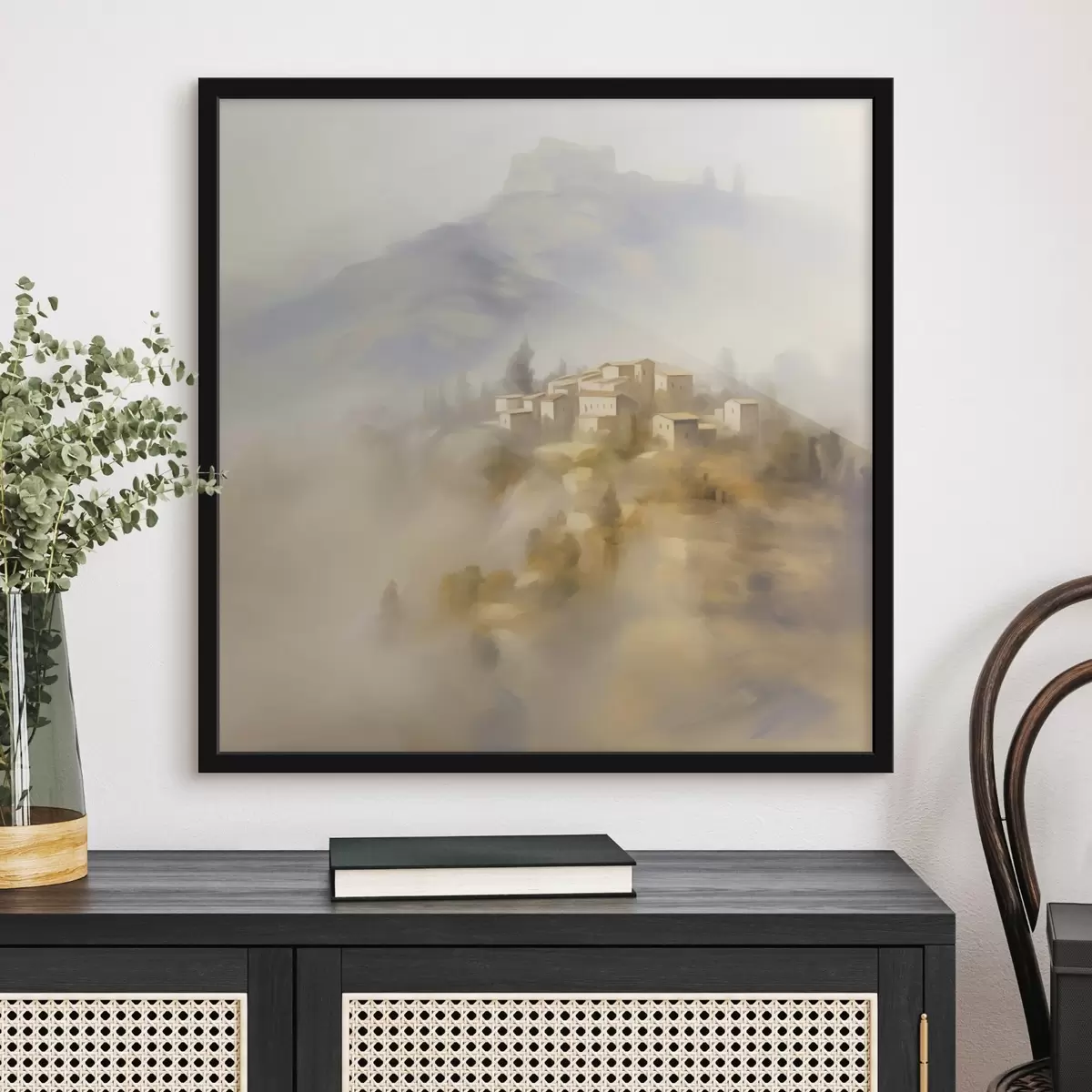 Plakāts Ciemats uz kalnu fona f44127