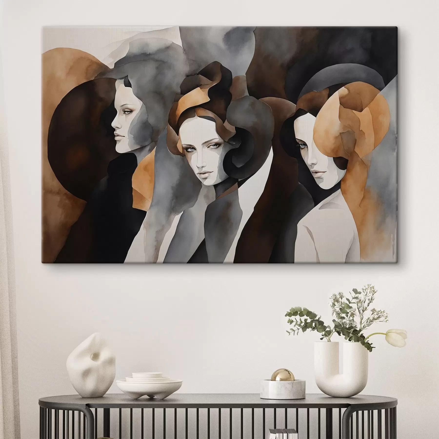 Fototapetes Abstraktā glezniecība ar sieviešu sejām s44060