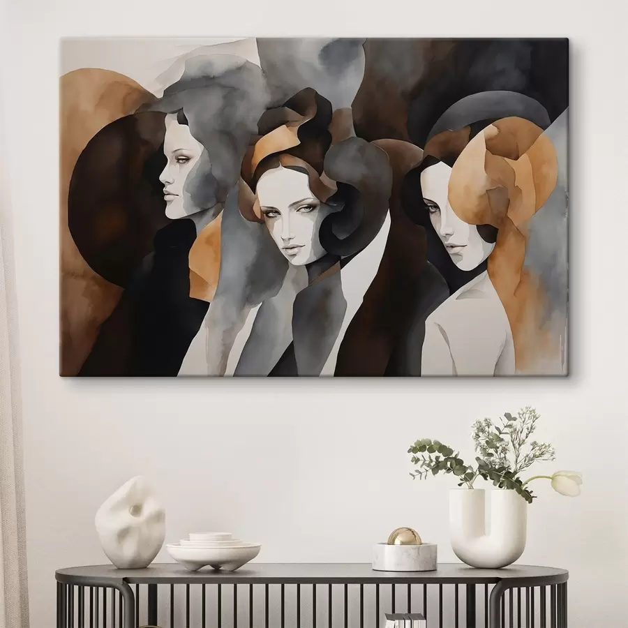 Glezna Abstraktā glezniecība ar sieviešu sejām s44060