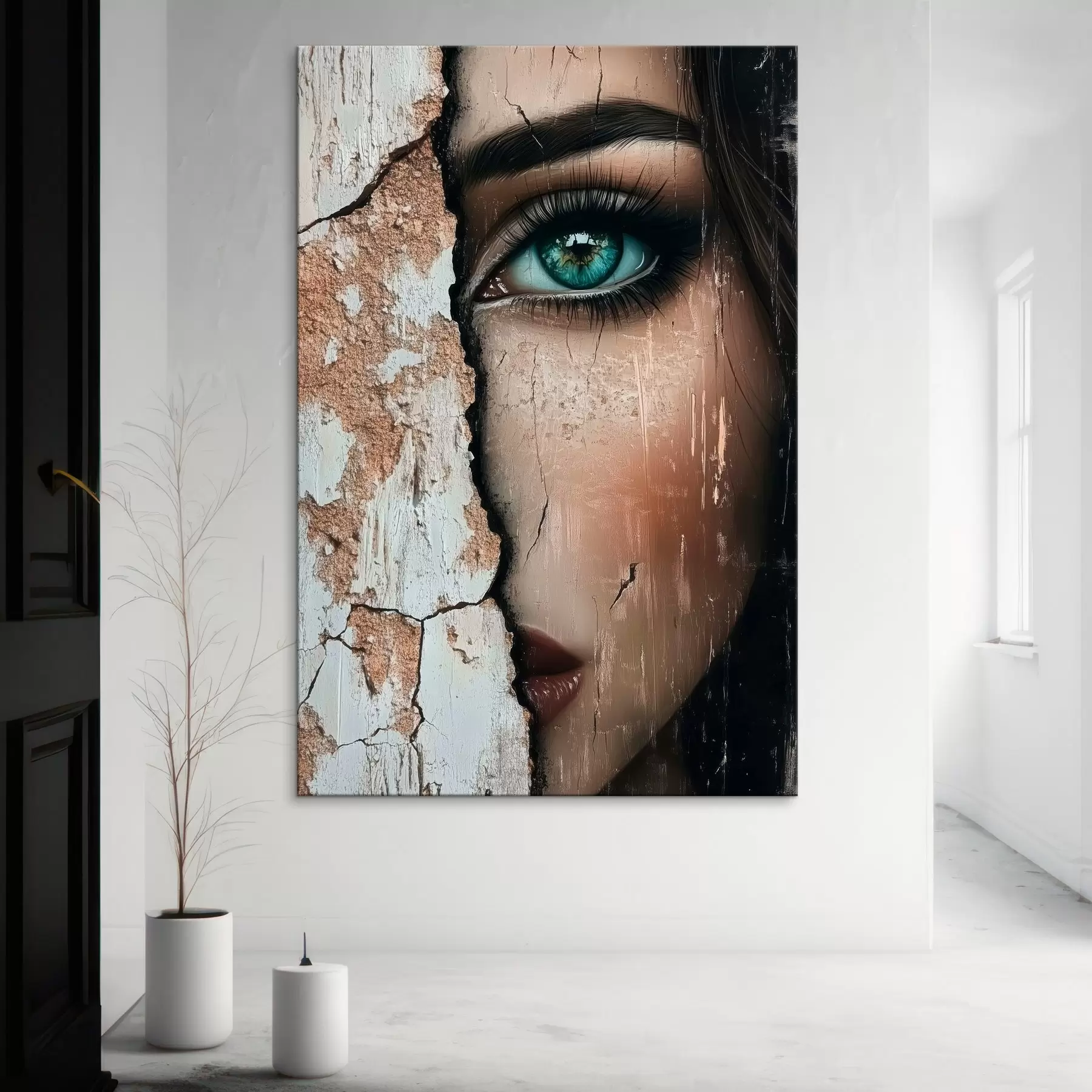 Glezna Meitenes seja aiz vecas sienas s44069