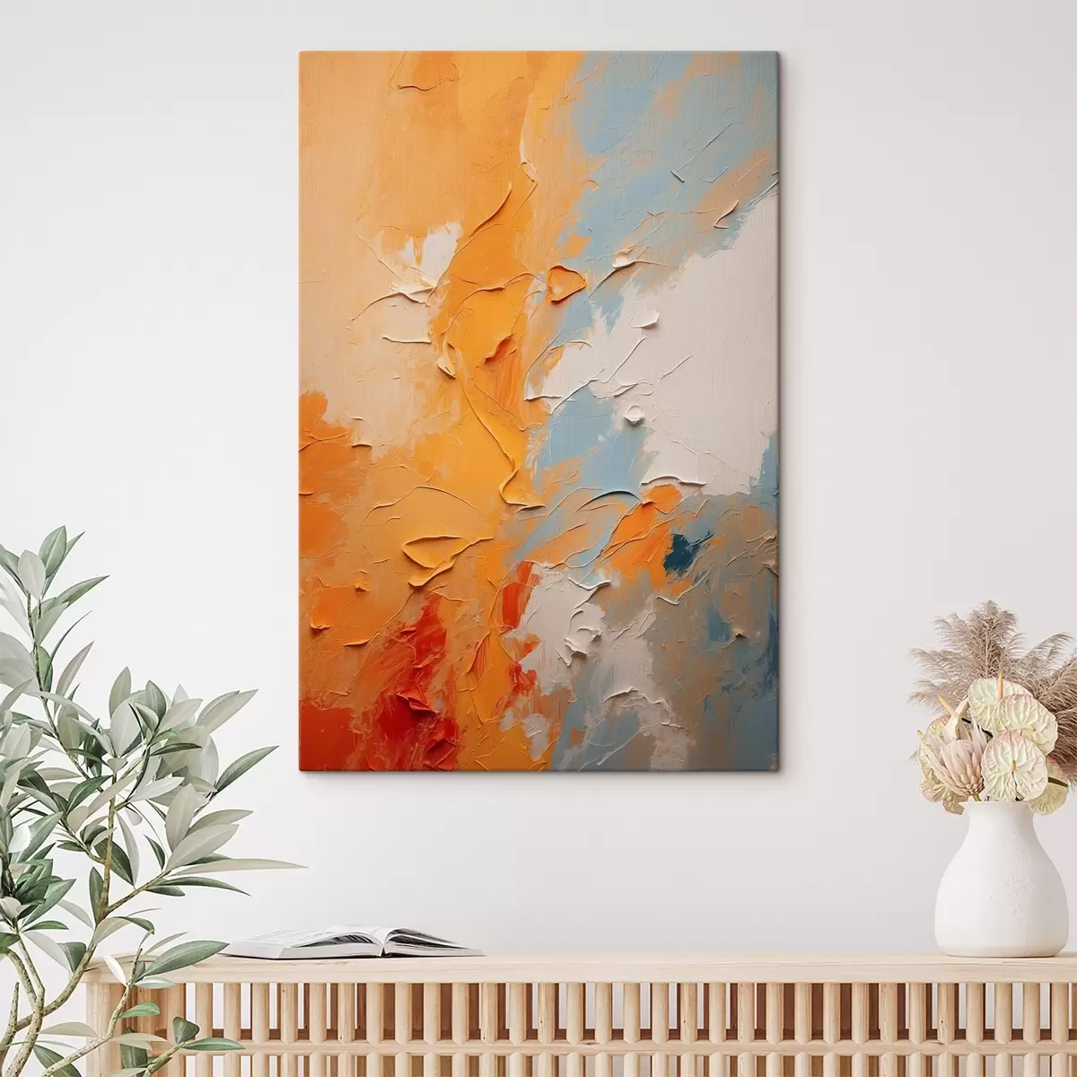 Glezna Abstraktā eļļas glezna ar dzeltenu un zilu krāsu s44077