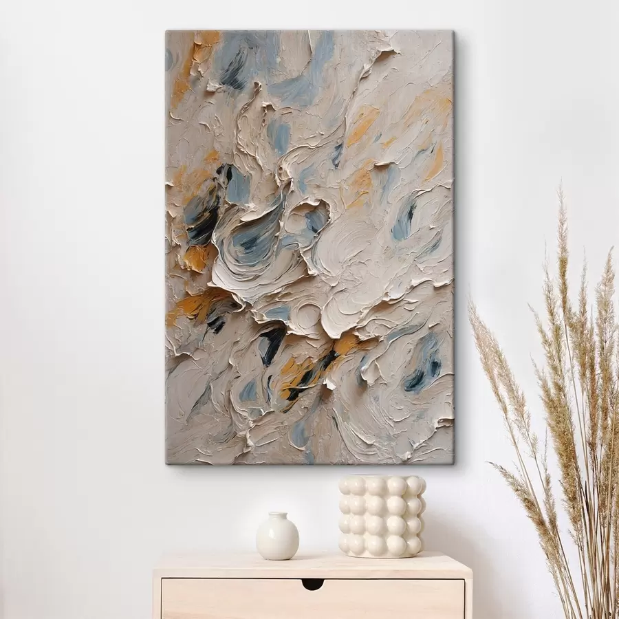 Glezna Abstraktā eļļas glezna baltā un zilā krāsā s44078