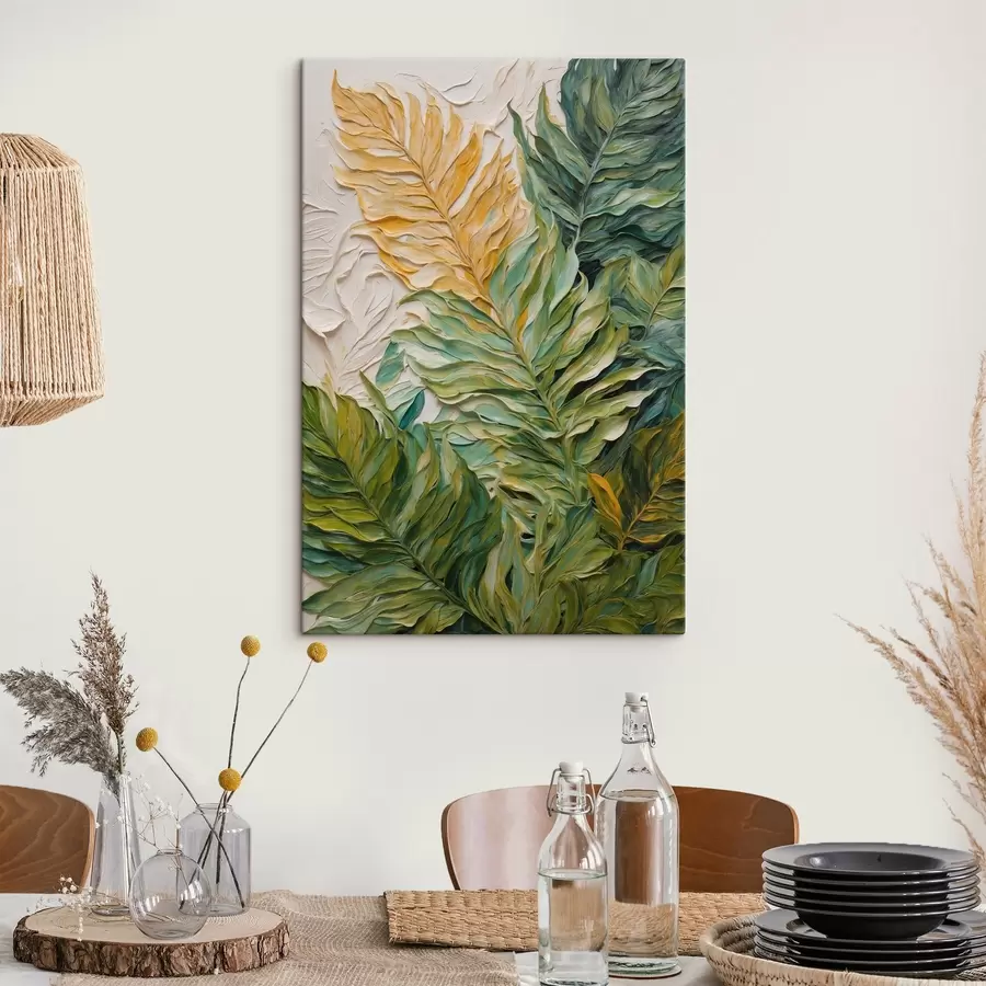 Fototapetes Tropu lapas eļļas gleznošanas stilā s44088