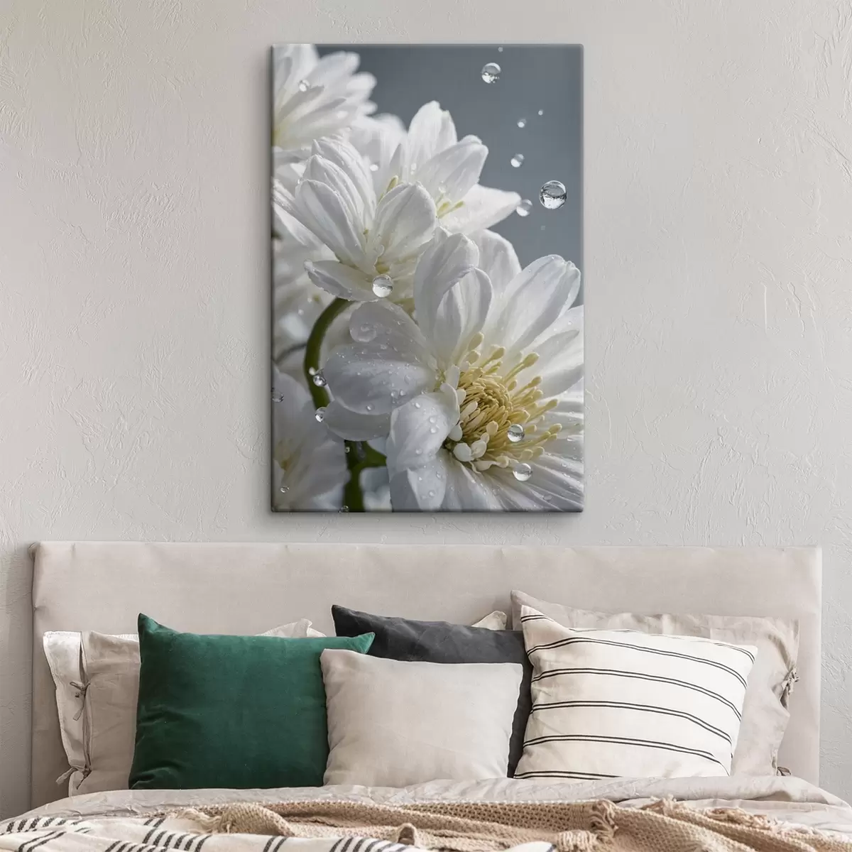 Glezna Balti ziedi ar rasu s44100