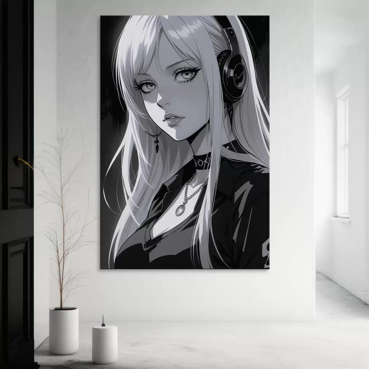 Glezna Plakāts ar meiteni austiņās s44102