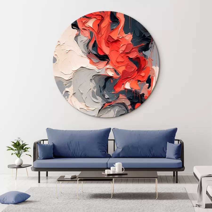 Glezna Abstraktā eļļas glezna sarkanā, melnā un pelēkā krāsā r44079