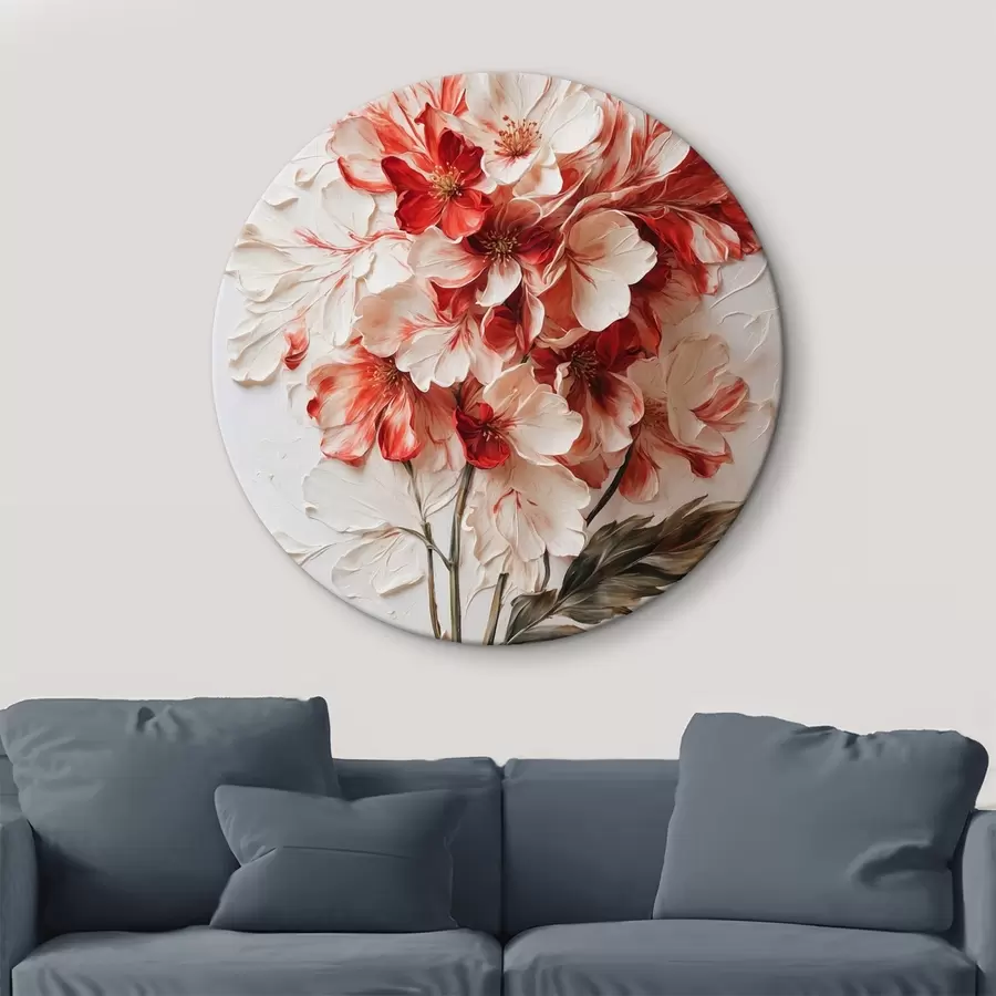 Glezna Sarkani un balti ziedi eļļas gleznošanas stilā r44090