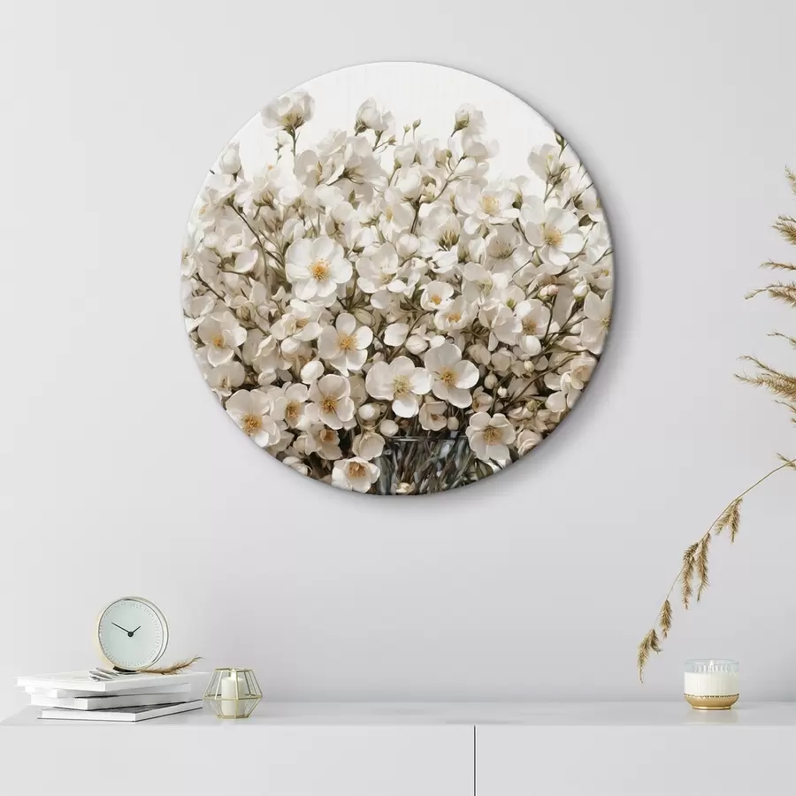 Glezna Balti ziedi caurspīdīgā vāzē r44092