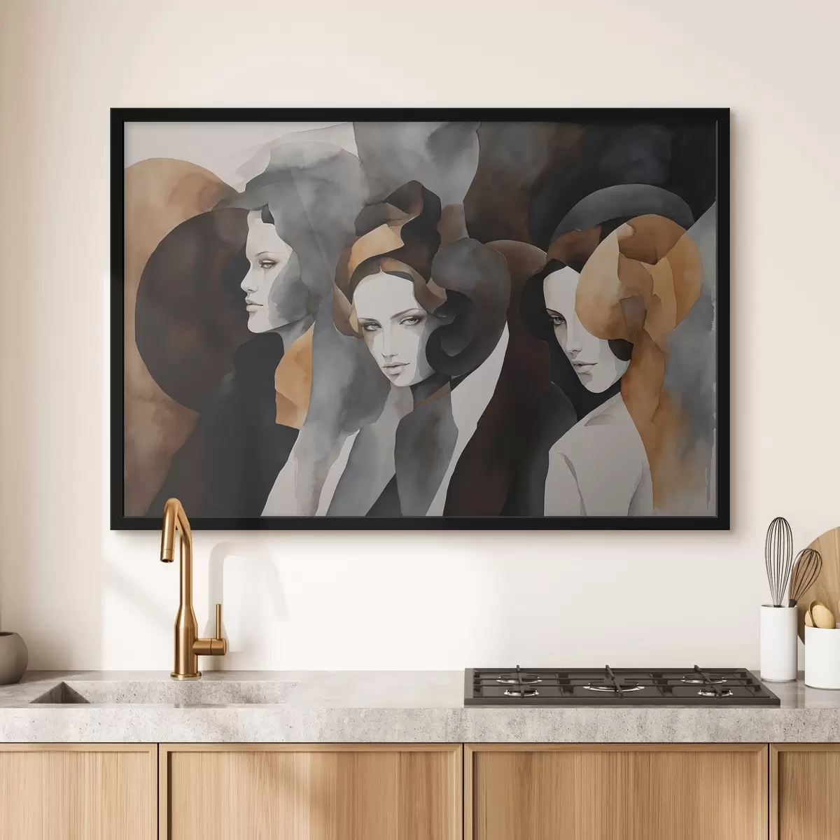 Plakāts Abstraktā glezniecība ar sieviešu sejām f44060