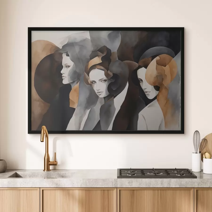 Fototapetes Abstraktā glezniecība ar sieviešu sejām f44060