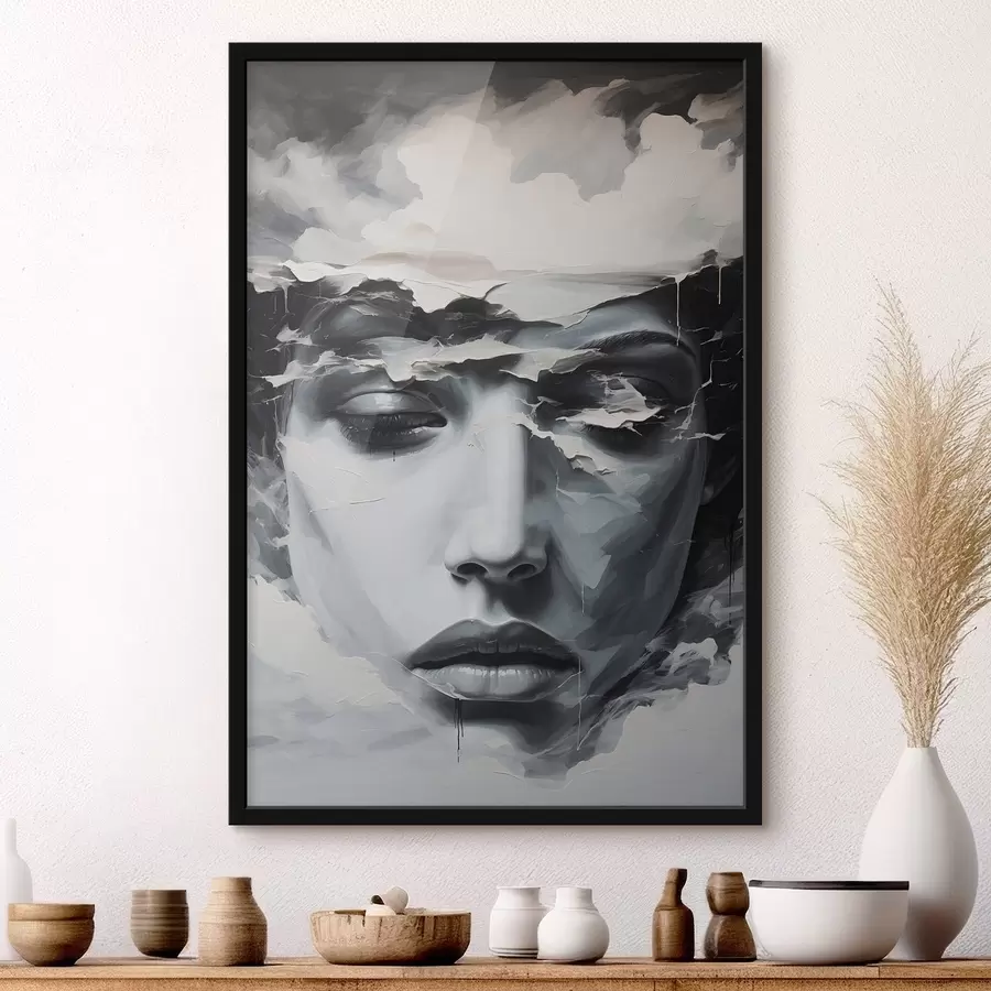 Fototapetes Abstraktā sievietes seja akrila glezniecības stilā f44070