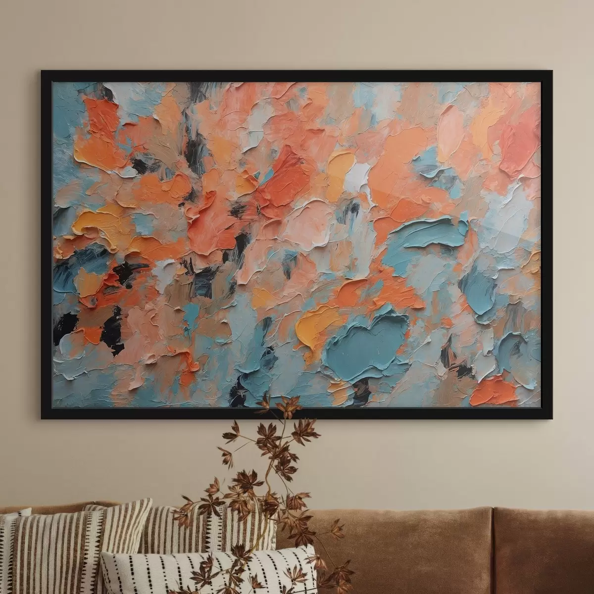 Plakāts Abstraktā eļļas glezna ar dažādām krāsām f44072