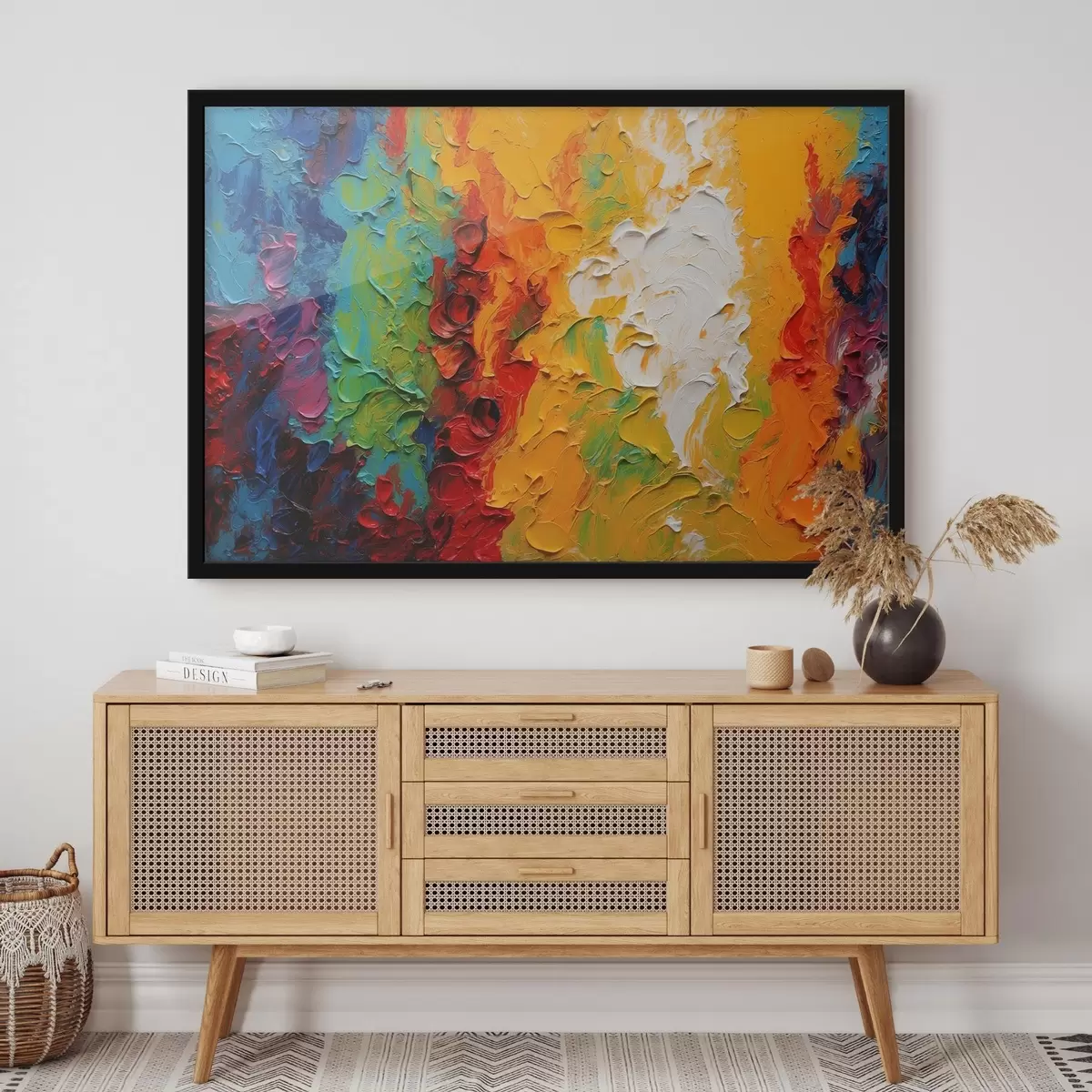 Plakāts Abstraktā eļļas glezna ar varavīksnes krāsām f44073