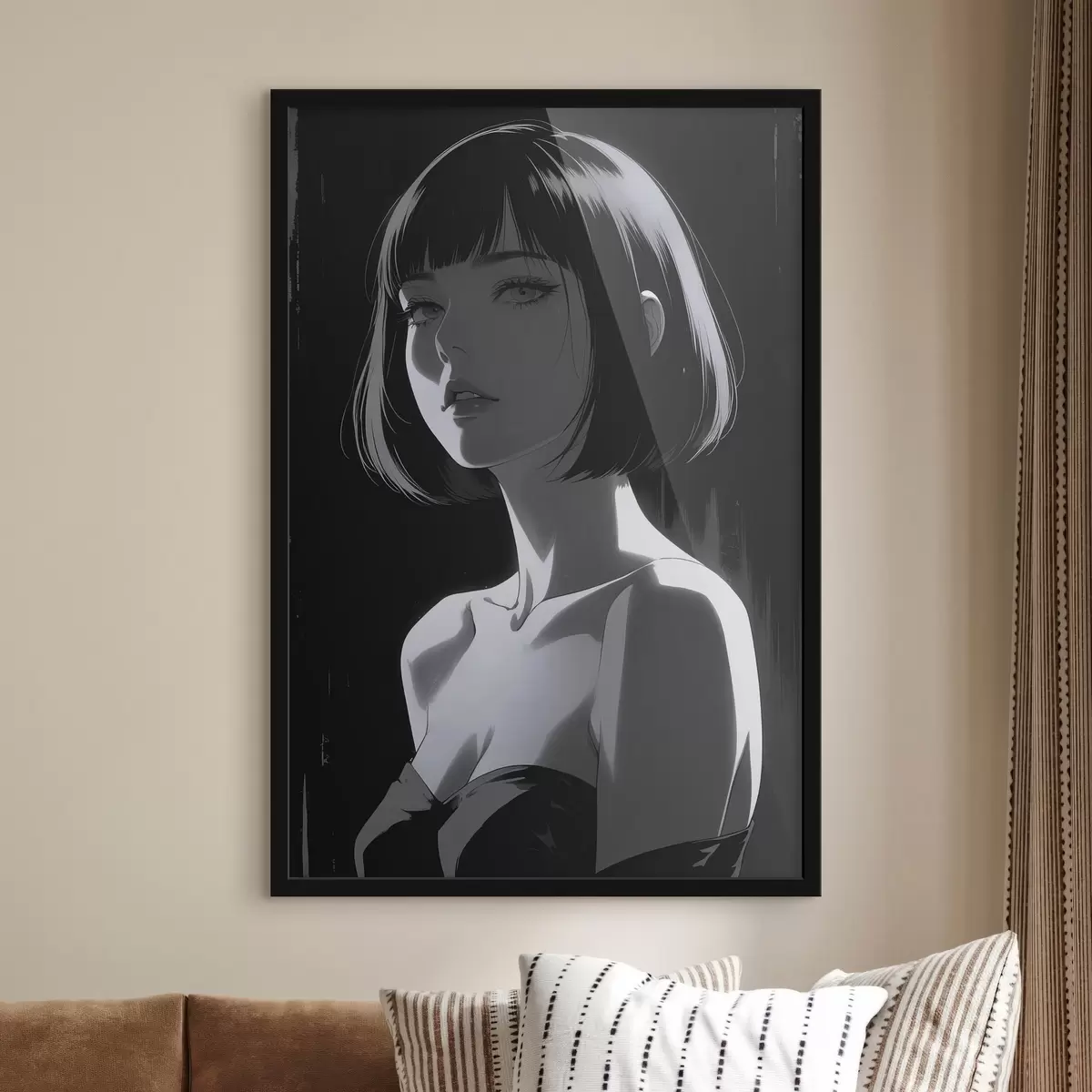 Plakāts Plakāts ar meiteni uz melna fona f44103