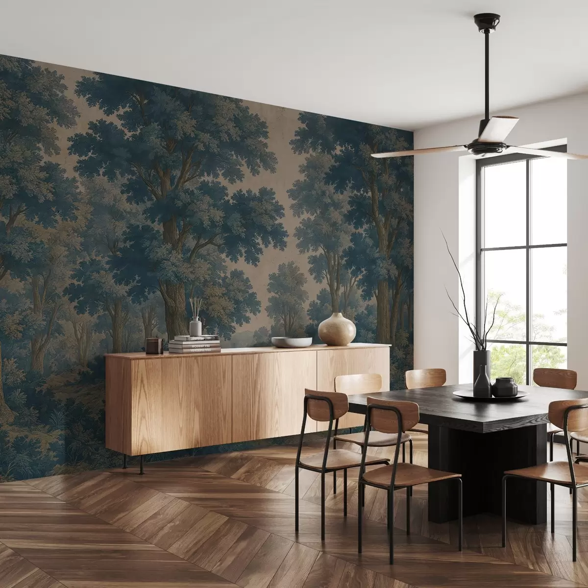 Fototapetes Mūsdienīgs meža attēls grunge stilā w03822